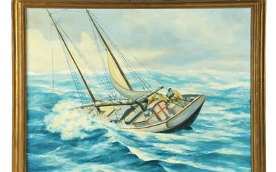 HENRY L. RICHTER (AMERICAN, 1870-1960) SAILBOAT AT SEA.