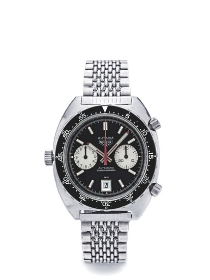 HEUER | REF 1163 AUTAVIA 'VICEROY', A STAINLESS STEEL CHRONOGRAPH WRISTWATCH WITH DATE AND BRACELET CIRCA 1975