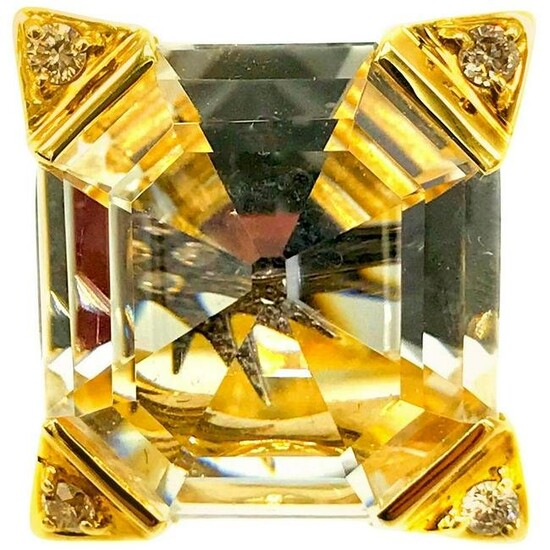 H.Stern Yellow Gold Rock Crystal Diamond Highlight Ring