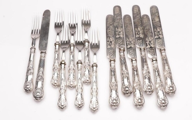 Hallmarked Sterling Silver Handled Queens Pattern Fruit Knives and Forks Together with Another Pair