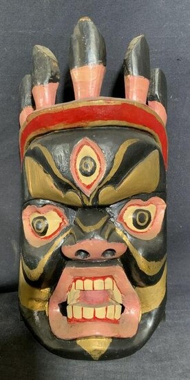 Hand Carved Nepalese Deity Wood Mask
