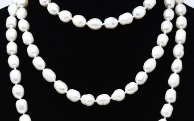 Hand Knotted 52 Inch 12 mm Baroque Pearl Necklace