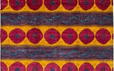 Hand-knotted Shalimar Red, Yellow Wool Rug 9'10" x