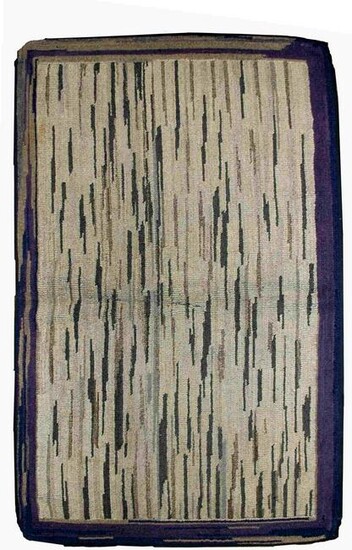 Handmade antique American hooked rug 3.1' x 5.2' ( 94cm