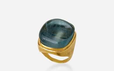 Haroldo Burle Marx, Forma livre aquamarine and gold ring