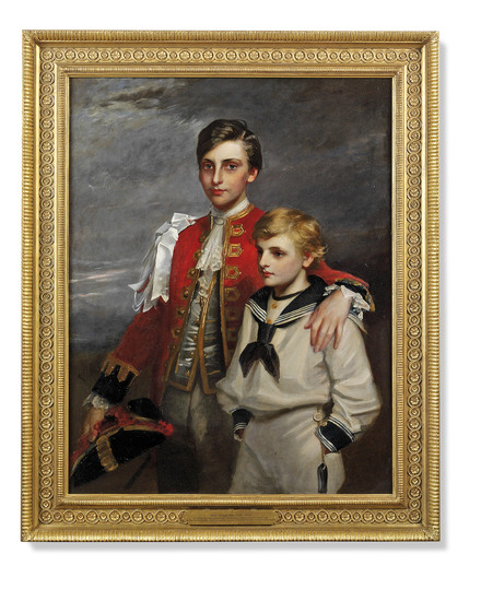 Henry Weigall, Jun. (British, 1829-1925), Portrait of the Hon. George FitzRoy Somerset, later 3rd Baron Raglan (1857-1921) dressed as a Queen's Page, and the Hon. Granville Somerset (1862-1901), in a sailor suit, sons of Richard Henry FitzRoy...