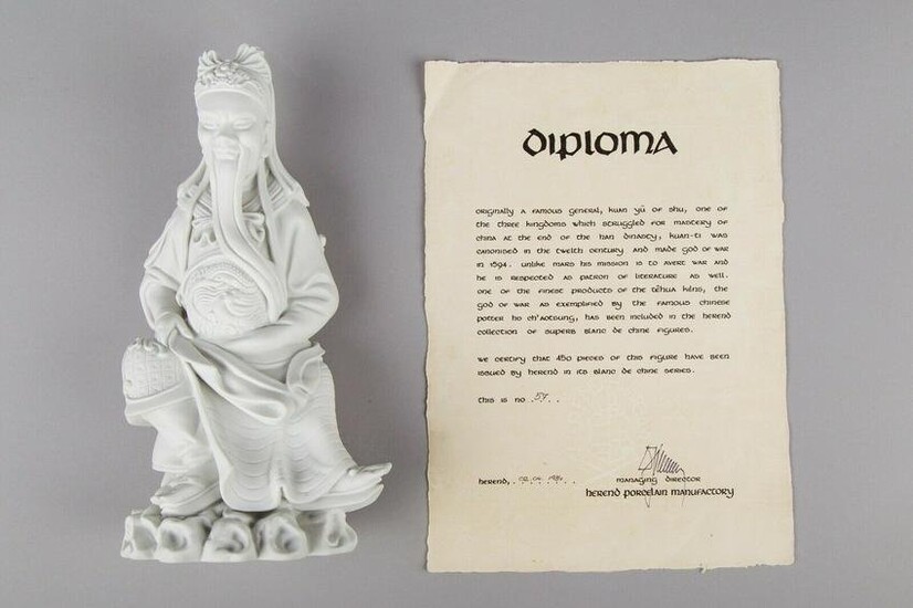 Herend Kuan Ti Figurine from Blanc de Chine Series