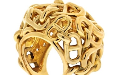 Hermes 18K Yellow Gold Cha?ne d'Ancre Dome Cocktail Ring