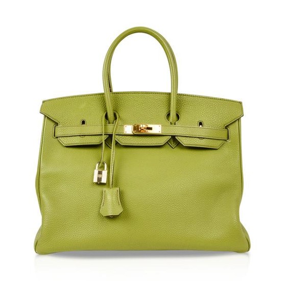 Hermes Birkin 35 Bag Chartreuse Togo Gold Hardware
