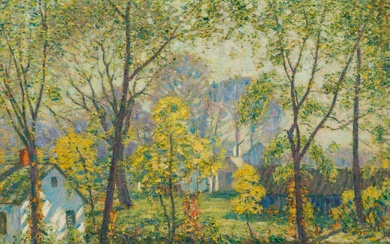 Houses in a Spring and Portrait of Mrs. Parrish (double-sided painting)