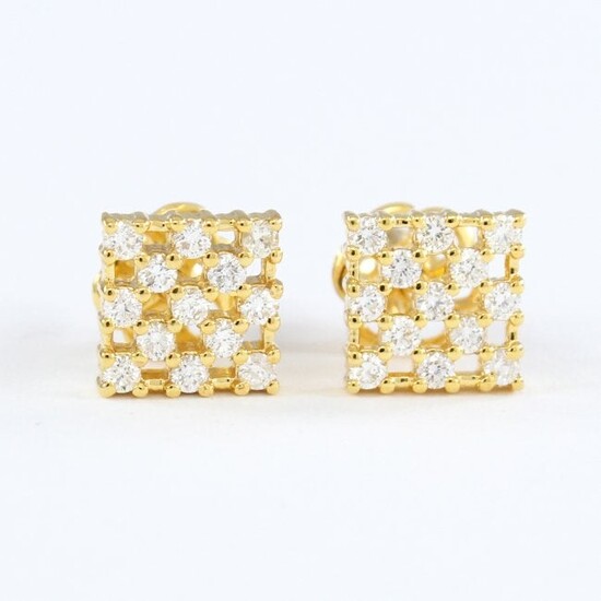 IGI Certified 14 K Yellow Gold Diamond Earring Studs