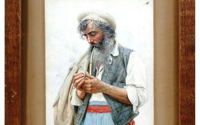 ITALIAN WATERCOLOR PAINTING BY AUGUSTO MORIANI