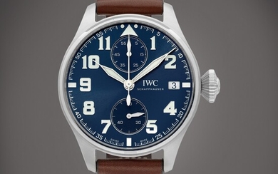 IWC Big Pilot "Le Petit Prince", Reference IW515202 | A limited edition stainless steel single button chronograph wristwatch with date and power reserve indication, Circa 2021 | 萬國 | 大型飛行員 "小王子" 型號IW515202 | 限量版精鋼單按鈕計時腕錶，備日期及動力儲備顯示，約2021年製