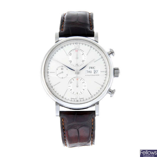 IWC - a stainless steel Portofino Day & Date chronograph wrist watch, 42mm.