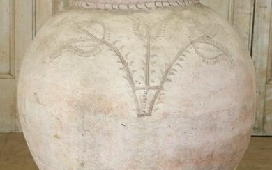 Incised Decorated Terracotta Amphora Shape Jar