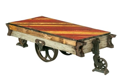 Industrial Railroad Wooden Train Cart Coffee Table
