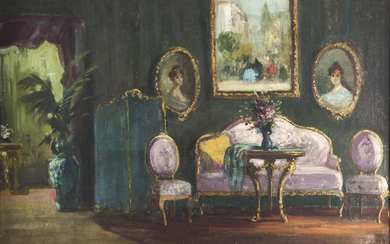 Istvan Burchard-Belavary (Hungarian, 1864-1933) - Interior, Oil on Canvas.