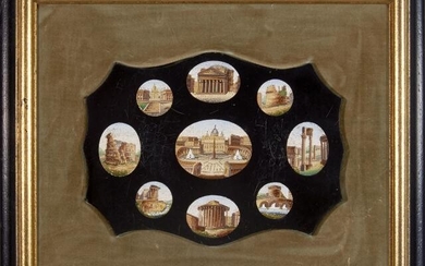 Italian Micromosaic Paperweight with Views of Ancient and Modern Rome