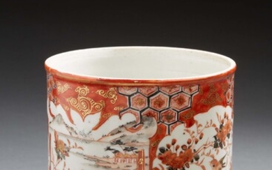 JAPON Porte pinceaux cylindrique en porcelaine... - Lot 68 - Delon - Hoebanx