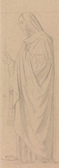 JEAN-HIPPOLYTE FLANDRIN (Lyon 1809-1864 Rome) Two pencil drawings. St. Nicolas, Study for the...