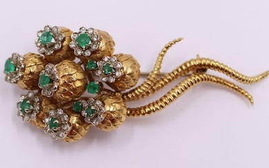 JEWELRY. Italian 18kt Gold Emerald & Diamond