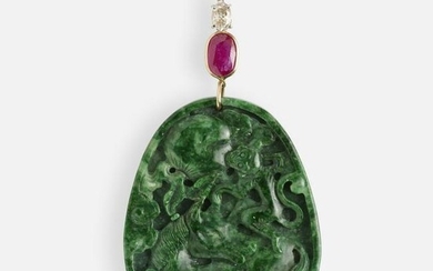 Jade and ruby pendant
