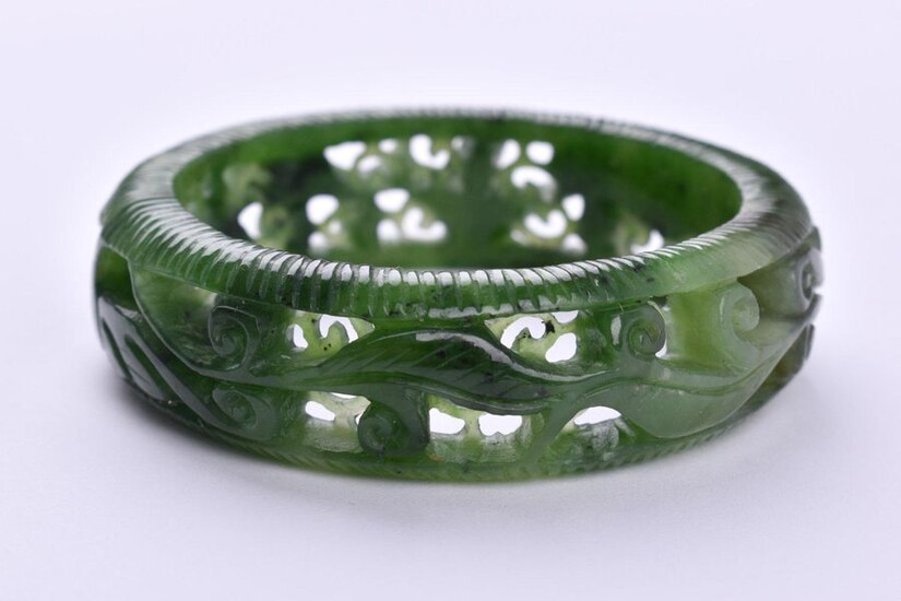 Jade bangle China Qing Dynasty ,Jade bangle China Qing dynasty ,dark green jade, carved, Ø 7 cm,_x000D_