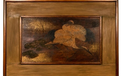 Japanese Framed Oil on Wood Panel