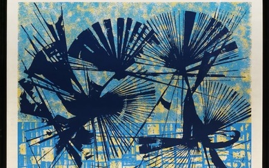 Jimmy Ernst, Untitled (Blue Fans), Lithograph