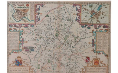John Speed - Hand-coloured county map of Staffordshire