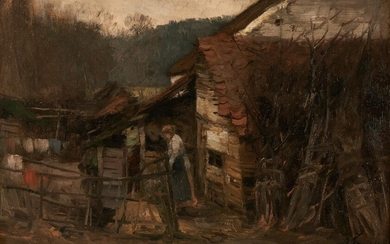 Joseph Charles Francois Oil Landscape with Cabin