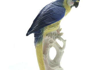 Karl Ens Volkstedt Porcelain Parrot Figurine, Early 20th Century.