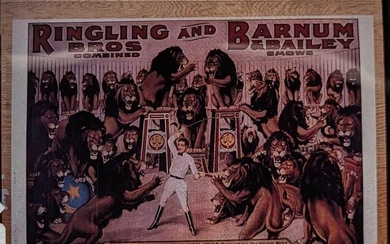 Kodak Transparent 4 X 5 Barnum & Bailey Lions Poster