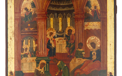 LARGE 19TH CENTURY NATIVITY OF MARY RUSSIAN ICON