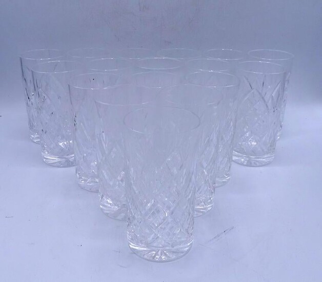 LOT 17 WATERFORD STYLE WATER GLASSES 5.5"H