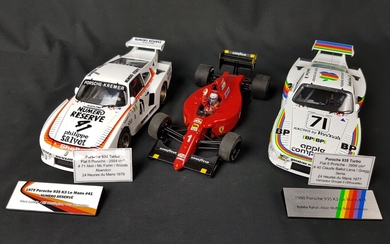 LOT de 3 véhicules Rallye et F1 échelle 1/18, différents modèles dont 2 Porsche 935...
