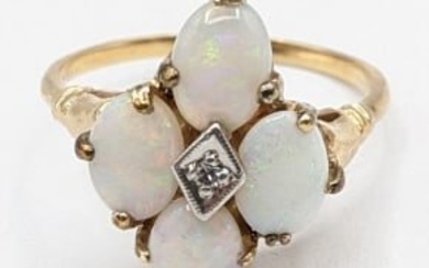 Ladies 10K Yellow Gold Opal Cocktail Ring