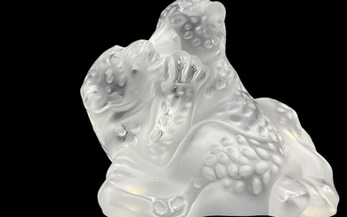 Lalique France Crystal Madras Jaguar Cubs Figurines