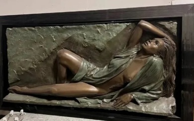Large Nude Lady Bronze Relief Bill Mack Sculpture