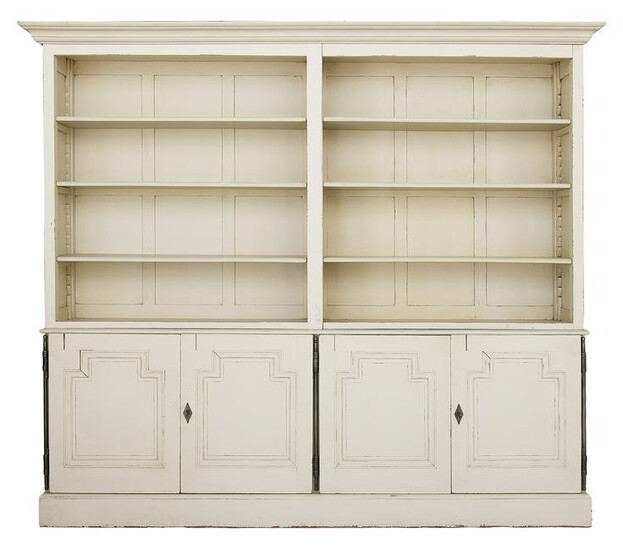 Large Polychromed Breakfront Bookcase