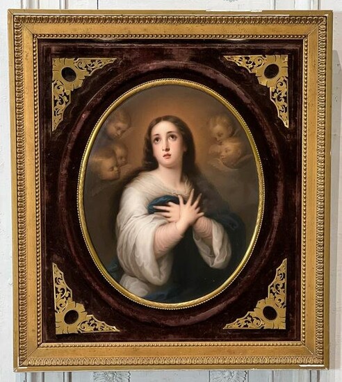 Large Porcelain Plaque Of Virgin Mary