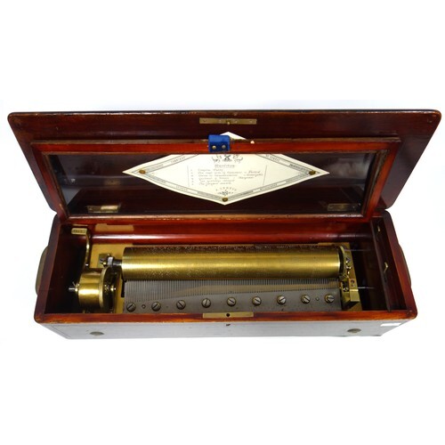 Late 19th century Swiss walnut and marquetry cylinder musica...