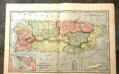 Late 19thc Spanish American War Map of Porto Rico