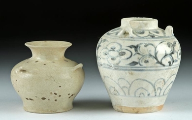 Lot of Two 15th C. Vietnamese Hoi An Hoard Pottery Jars