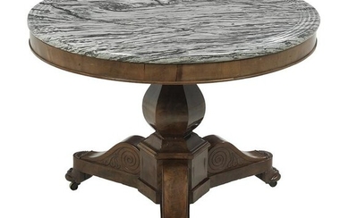 Louis-Philippe Mahogany & Marble-Top Center Table