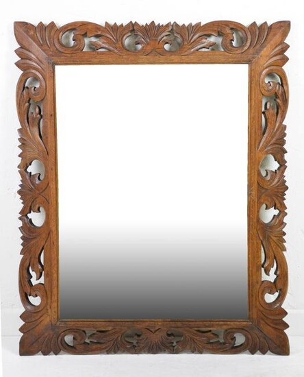 Louis XIII Style Carved Open Pierced Oak Mirror