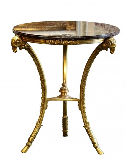 Louis XVI Style Bronze Mounted Table with Marble Top