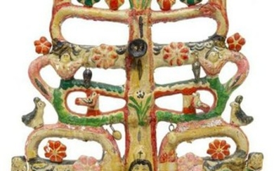 MEXICAN POLYCHROME TREE OF LIFE SCULPTURE