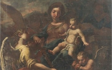 Madonna col Bambino, San Giovannino e Angelo, Scuola napoletana del XVII secolo