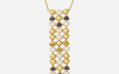 Marina B Multi-color sapphire, diamond, and gold necklace